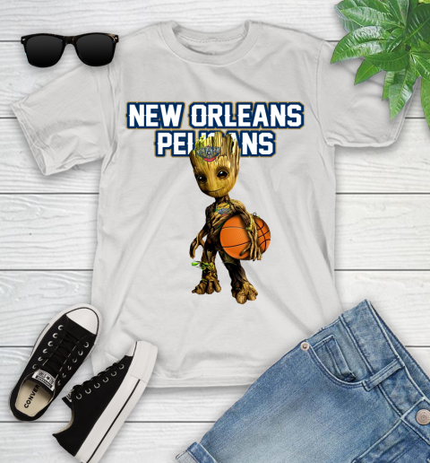 New Orleans Pelicans NBA Basketball Groot Marvel Guardians Of The Galaxy Youth T-Shirt