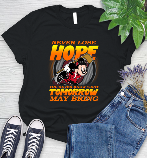 New Jersey Devils NHL Hockey ootball Mickey Disney Never Lose Hope Women's T-Shirt