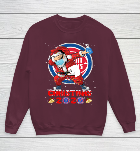 Detroit Pistons Funny Santa Claus Dabbing Christmas 2020 NBA Youth Sweatshirt 4
