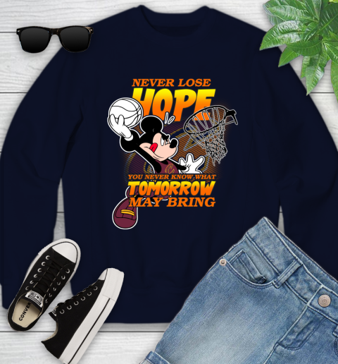 Cleveland Cavaliers NBA Basketball Mickey Disney Never Lose Hope Youth Sweatshirt 2