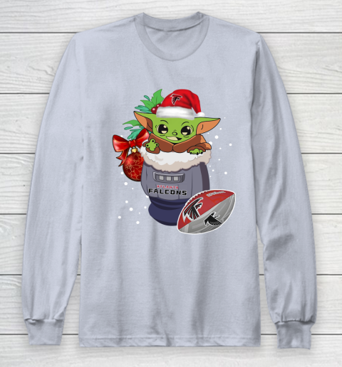 Atlanta Falcons Christmas Baby Yoda Star Wars Funny Happy NFL Long Sleeve T-Shirt 6
