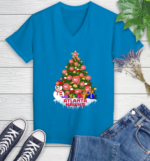 Atlanta Hawks Merry Christmas NBA Basketball Sports Women's V-Neck T-Shirt 7