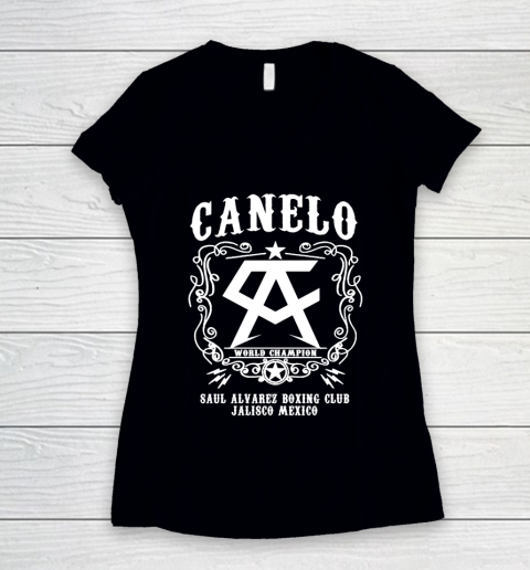 Canelo World Champion Saul Alvarez Boxing Club Jalisco Mexico Women's V-Neck T-Shirt