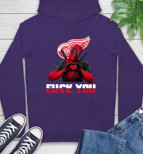 NHL Detroit Red Wings Deadpool Love You Fuck You Hockey Sports Hoodie 5