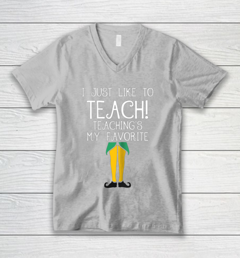Cute TEACHER ELF Christmas T Shirt I Just Like to V-Neck T-Shirt 3