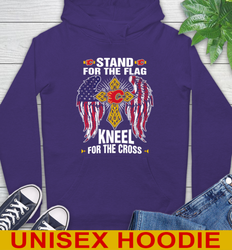 NHL Hockey Calgary Flames Stand For Flag Kneel For The Cross Shirt Hoodie 5