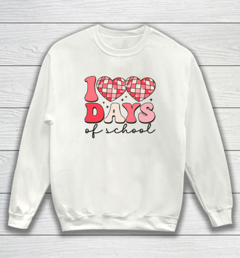 100 Days of School Retro Disco Hearts 100th Day Of School Sweatshirt