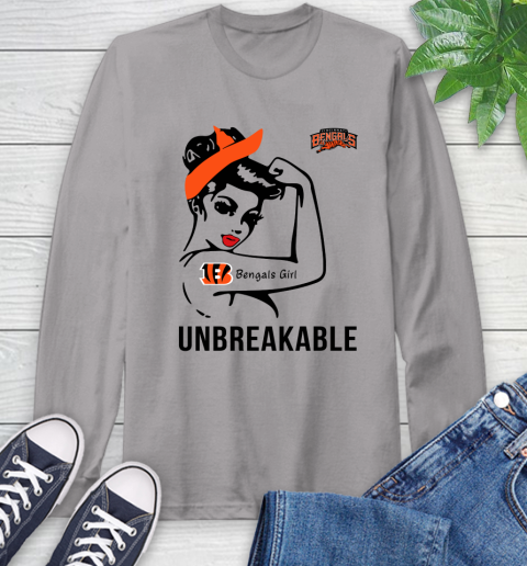 NFL Cincinnati Bengals Girl Unbreakable Football Sports Long Sleeve T-Shirt 4