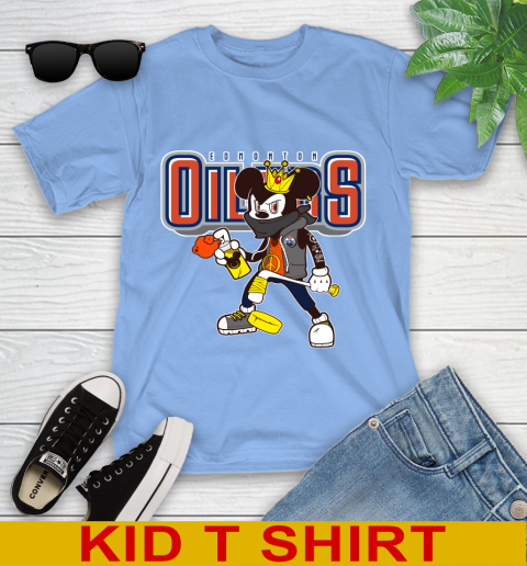 Edmonton Oilers NHL Hockey Mickey Peace Sign Sports Youth T-Shirt - Image 12