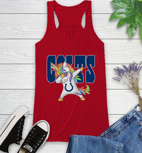 Indianapolis Colts NFL Football Funny Unicorn Dabbing Sports Racerback Tank 6