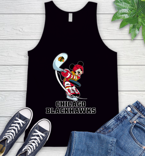 NHL Hockey Chicago Blackhawks Cheerful Mickey Mouse Shirt Tank Top