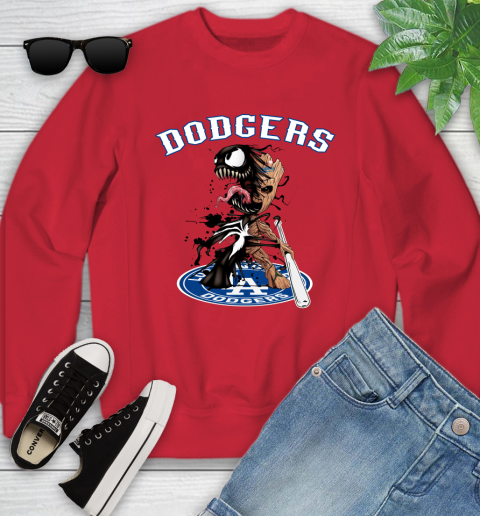 MLB Los Angeles Dodgers Baseball Venom Groot Guardians Of The Galaxy Youth Sweatshirt 9
