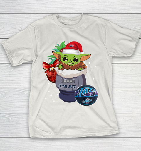 Utah Jazz Christmas Baby Yoda Star Wars Funny Happy NBA Youth T-Shirt 11