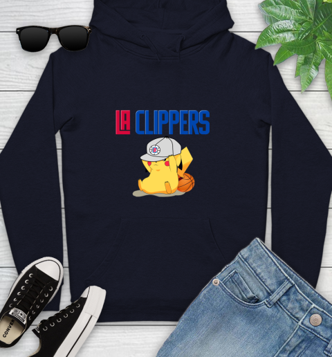 NBA Pikachu Basketball Sports Los Angeles Clippers Youth Hoodie 4