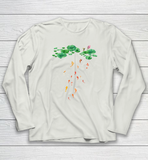 Watercolor Japanese Koi Fish Goldfish Lily Pad Lotus Leaf Beauty Long Sleeve T-Shirt 7