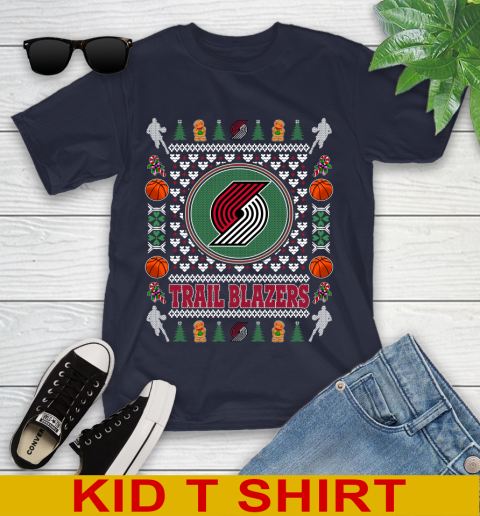Portland Trail Blazers Merry Christmas NBA Basketball Loyal Fan Youth T-Shirt 2