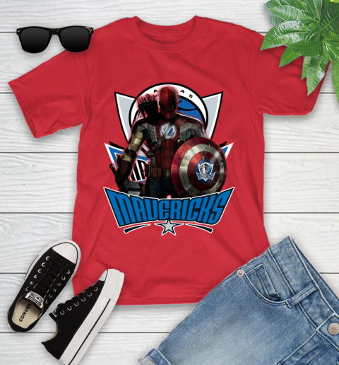 Dallas Mavericks NBA Basketball Captain America Thor Spider Man Hawkeye Avengers Youth T-Shirt 10