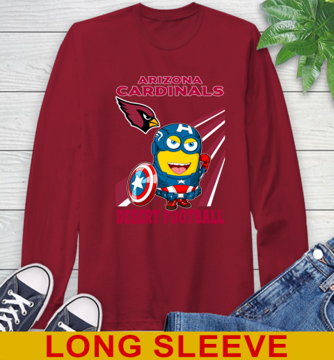 NFL Football Arizona Cardinals Captain America Marvel Avengers Minion Shirt Long Sleeve T-Shirt 9