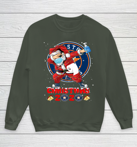 Houston Astros Funny Santa Claus Dabbing Christmas 2020 MLB Youth Sweatshirt 8