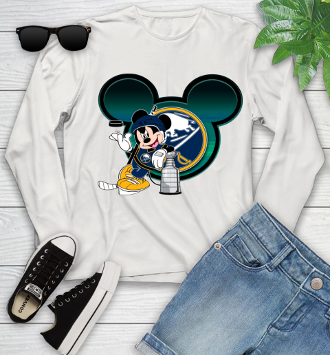 NHL Buffalo Sabres Stanley Cup Mickey Mouse Disney Hockey T Shirt Youth Long Sleeve 12