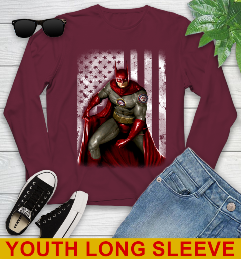 Washington Nationals MLB Baseball Batman DC American Flag Shirt Youth Long Sleeve 6