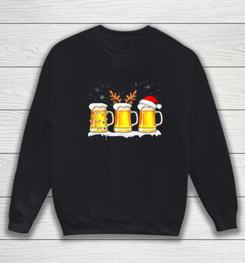 Santa Reindeer and Christmas Light Beer Christmas Pajamas Sweatshirt