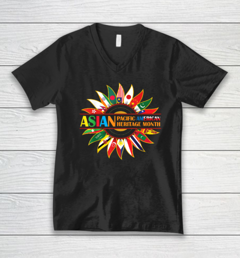 Asian American and Pacific Islander Heritage Month Sunflower V-Neck T-Shirt