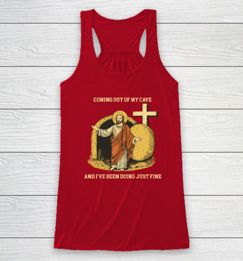 Coming Out Of My Cave Jesus Racerback Tank 3