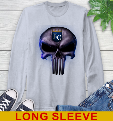 Kansas City Royals MLB Baseball Punisher Skull Sports Long Sleeve T-Shirt 6