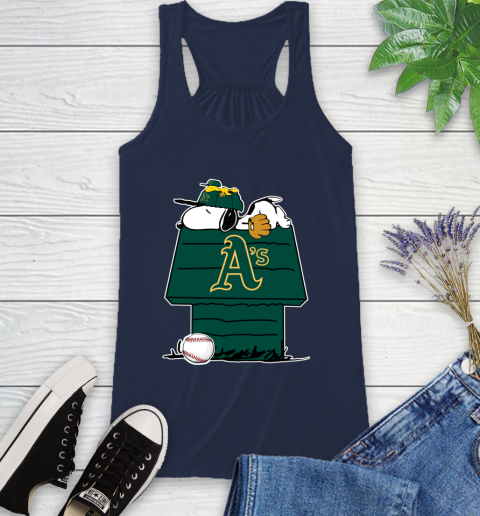 MLB Oakland Athletics Snoopy Woodstock The Peanuts Movie Baseball T Shirt Racerback Tank 10
