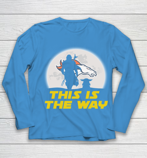 Denver Broncos NFL Football Star Wars Yoda And Mandalorian This Is The Way Youth Long Sleeve 5