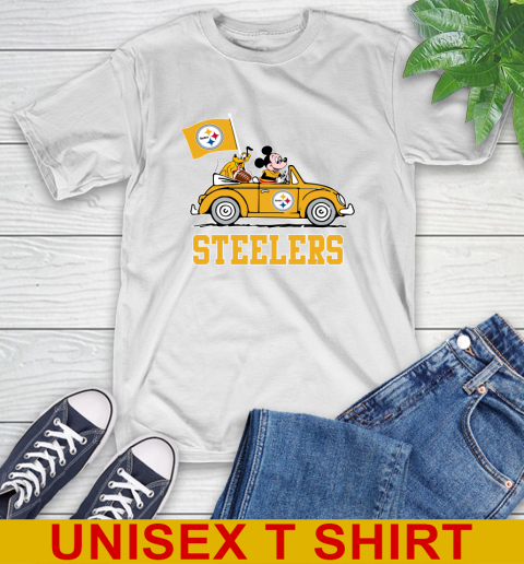 NFL Football Pittsburgh Steelers Pluto Mickey Driving Disney Shirt T-Shirt