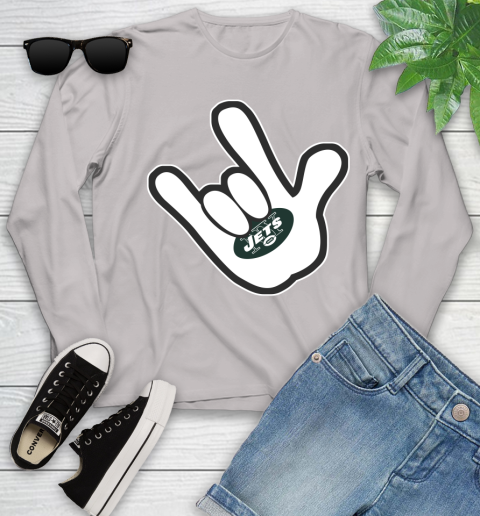 New York Jets NFL Football Mickey Rock Hand Disney Youth Long Sleeve 12
