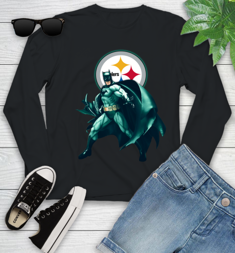 NFL Batman Football Sports Pittsburgh Steelers Youth Long Sleeve 2