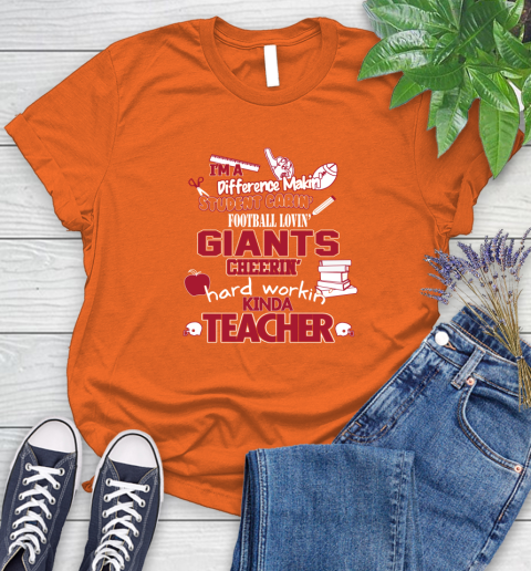 New York Giants NFL I'm A Difference Making Student Caring Football Loving Kinda Teacher Women's T-Shirt 3