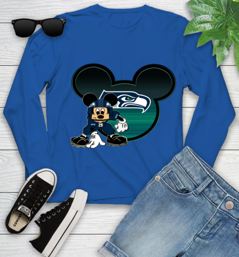 NFL Seattle Seahawks Mickey Mouse Disney Football T Shirt Youth Long Sleeve 9