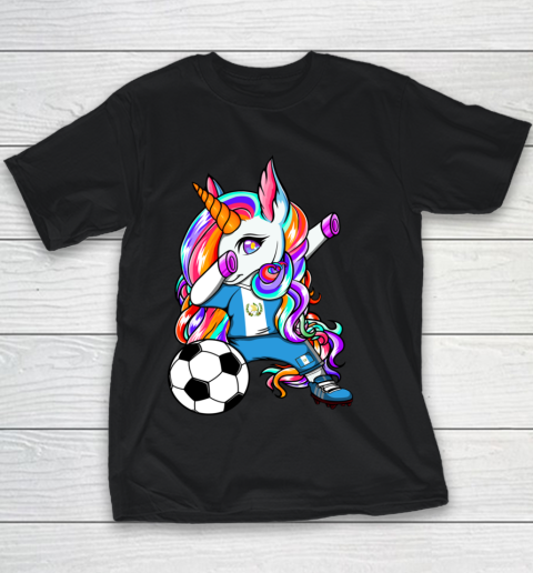 Dabbing Unicorn Guatemala Soccer Fans Jersey Flag Football Youth T-Shirt