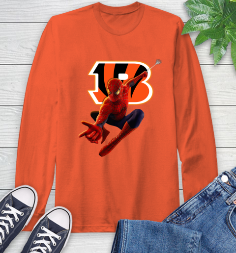 NFL Spider Man Avengers Endgame Football Cincinnati Bengals Long Sleeve T-Shirt 5