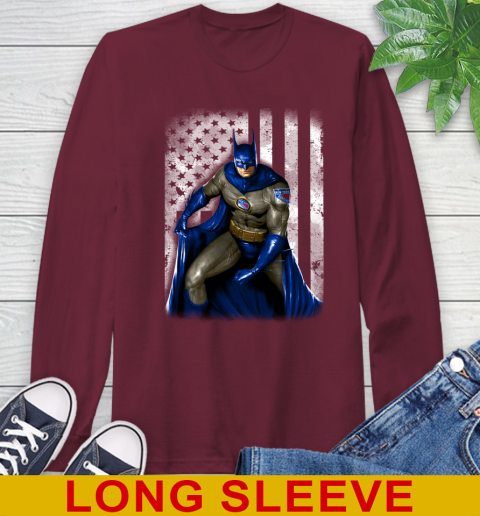 New York Rangers NHL Hockey Batman DC American Flag Shirt Long Sleeve T-Shirt 7