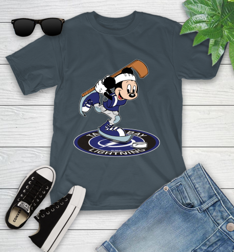 NHL Hockey Tampa Bay Lightning Cheerful Mickey Disney Shirt Youth T-Shirt 8