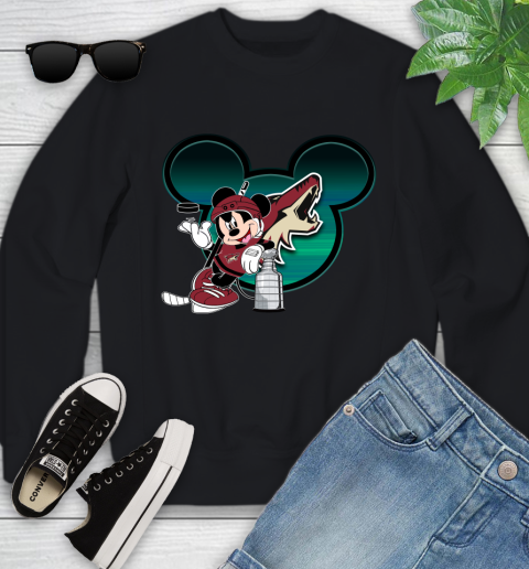 NHL Arizona Coyotes Stanley Cup Mickey Mouse Disney Hockey T Shirt Youth Sweatshirt 2