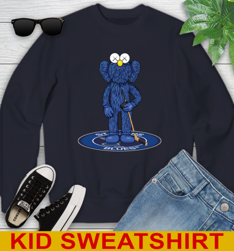 NHL Hockey St.Louis Blues Kaws Bff Blue Figure Shirt Youth Sweatshirt 3