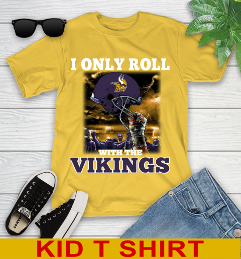 Minnesota Vikings NFL Football I Only Roll With My Team Sports Youth T-Shirt 9