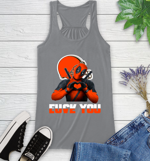 NHL Cleveland Browns Deadpool Love You Fuck You Football Sports Racerback Tank 4