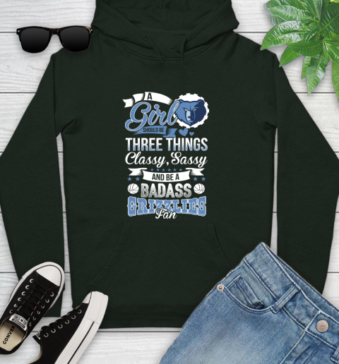 Memphis Grizzlies NBA A Girl Should Be Three Things Classy Sassy And A Be Badass Fan Youth Hoodie 14