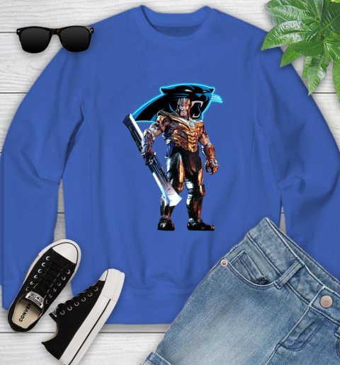 NFL Thanos Gauntlet Avengers Endgame Football Carolina Panthers Youth Sweatshirt 8