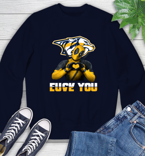 NHL Nashville Predators Deadpool Love You Fuck You Hockey Sports Sweatshirt 2