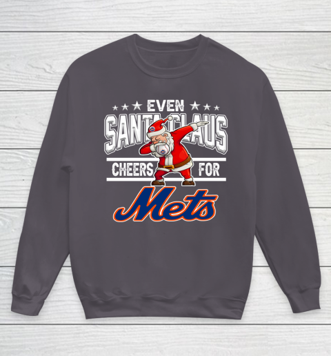 New York Mets Even Santa Claus Cheers For Christmas MLB Youth Sweatshirt 5