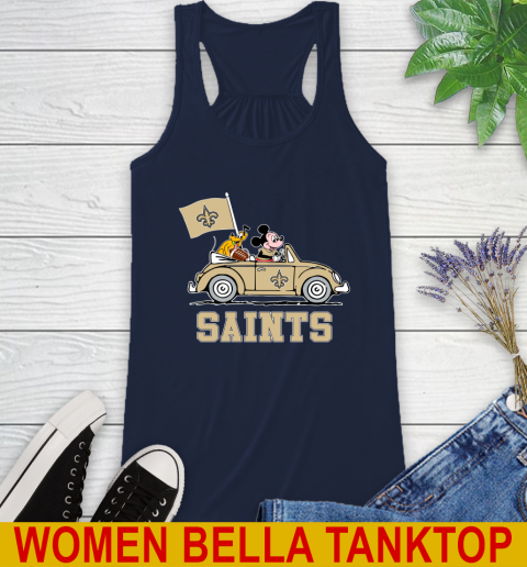 NFL Football New Orleans Saints Pluto Mickey Driving Disney Shirt Racerback Tank 11