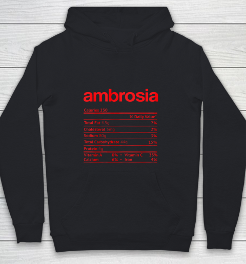 Ambrosia Nutrition Facts Funny Thanksgiving Christmas Food Youth Hoodie